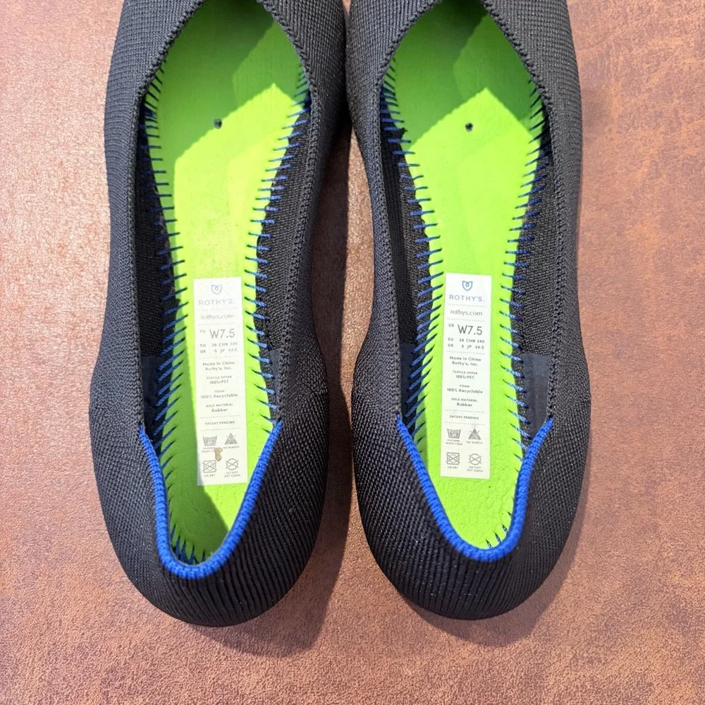 Rothy’s Black Knit Round Ballet Flats Minimalist Quiet Luxury 7.5 Like New - Picture 10 of 10